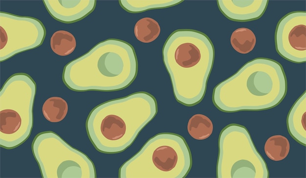 Diseño vectorial de fondo con un patrón de frutas de aguacate lindo