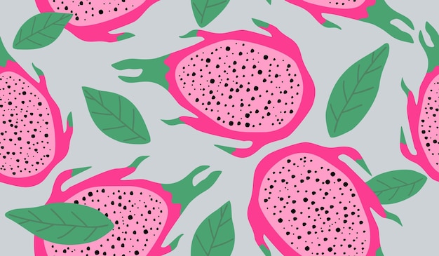 El diseño vectorial de fondo del patrón de las frutas del dragón