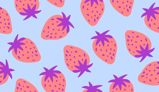 Diseño vectorial de fondo con un patrón de frutas de fresa lindo