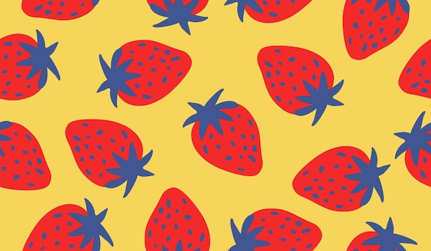 Diseño vectorial de fondo con un patrón de frutas de fresa lindo