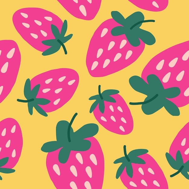Diseño vectorial de fondo con un patrón de frutas de fresa lindo