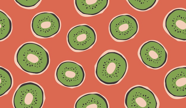 El diseño vectorial de fondo del patrón de las frutas del kiwi