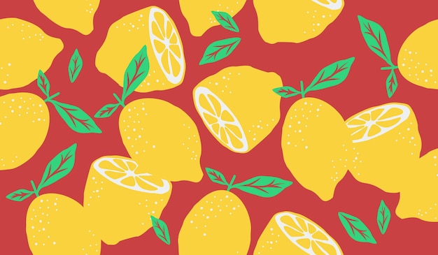 Diseño vectorial de fondo con un patrón de frutas de limón lindo