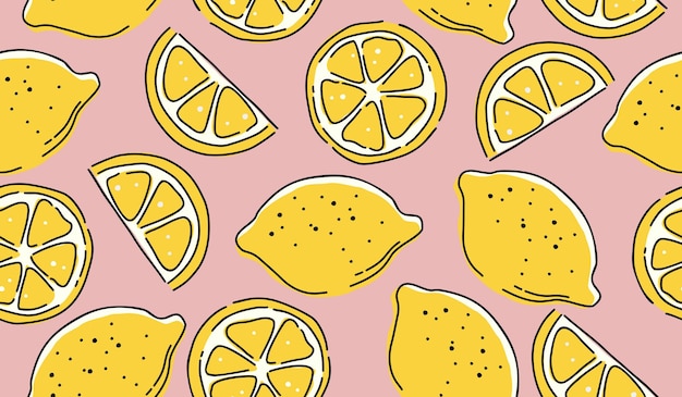 Diseño vectorial de fondo con un patrón de frutas de limón lindo