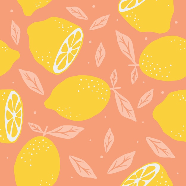 Diseño vectorial de fondo con un patrón de frutas de limón lindo