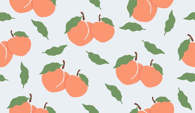 Diseño vectorial de fondo con un patrón de frutas de melocotón lindo