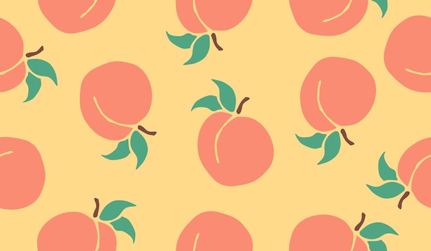 Diseño vectorial de fondo con un patrón de frutas de melocotón lindo