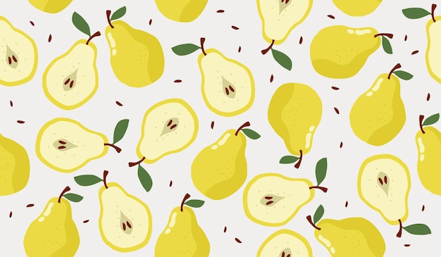 Diseño vectorial de fondo con un patrón de frutas de pera lindo