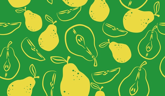 Diseño vectorial de fondo con un patrón de frutas de pera lindo
