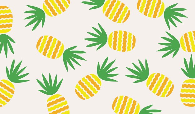 Diseño vectorial de fondo con un patrón de frutas de piña lindo