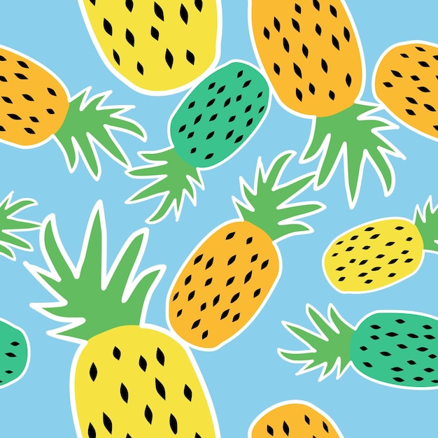 Diseño vectorial de fondo con un patrón de frutas de piña lindo