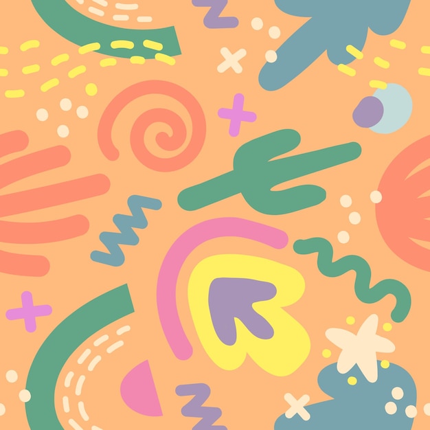 Diseño vectorial de fondo con un patrón de garabateo colorido y lindo