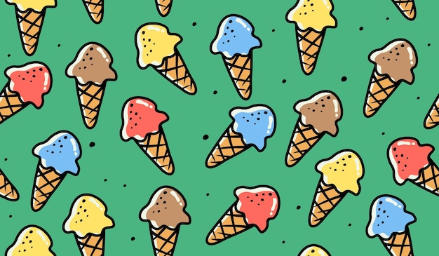 Diseño vectorial de fondo con un patrón de helado lindo