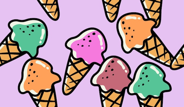 Diseño vectorial de fondo con un patrón de helado lindo