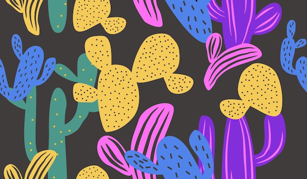 Diseño vectorial de fondo del patrón de las hermosas plantas de cactus