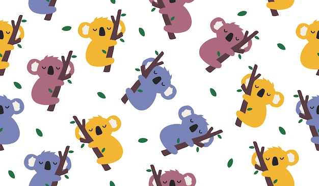 Diseño vectorial de fondo con un patrón de koala lindo