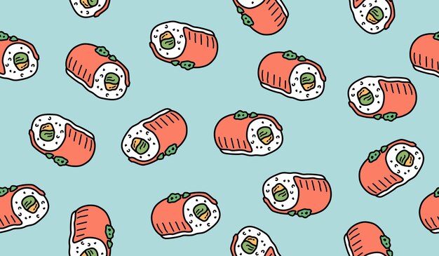 El diseño vectorial de fondo del patrón de sushi es lindo