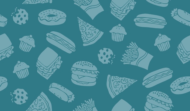 Diseño vectorial de fondo de patrones de comida rápida