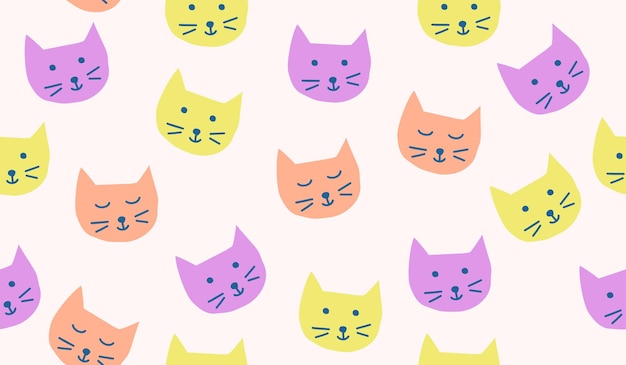 Diseño vectorial de fondo con patrones de gatos lindos