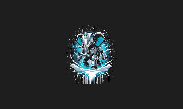 Diseño vectorial de fondo de robot de relámpago de elefante