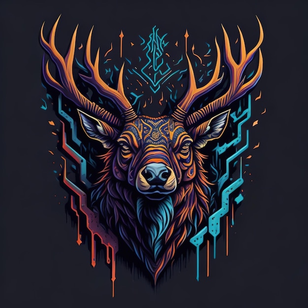 Diseño vectorial de Forest Royalty Grand Deer para camisetas