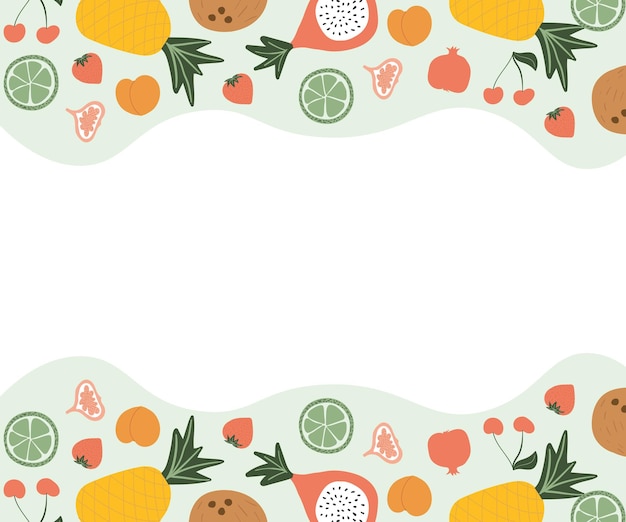 Diseño vectorial con frutas dibujadas a mano Fondo de frutas exóticas vintage en diferentes colores