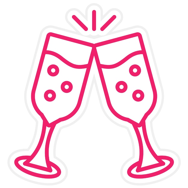 Diseño vectorial de gafas de champán Estilo de icono