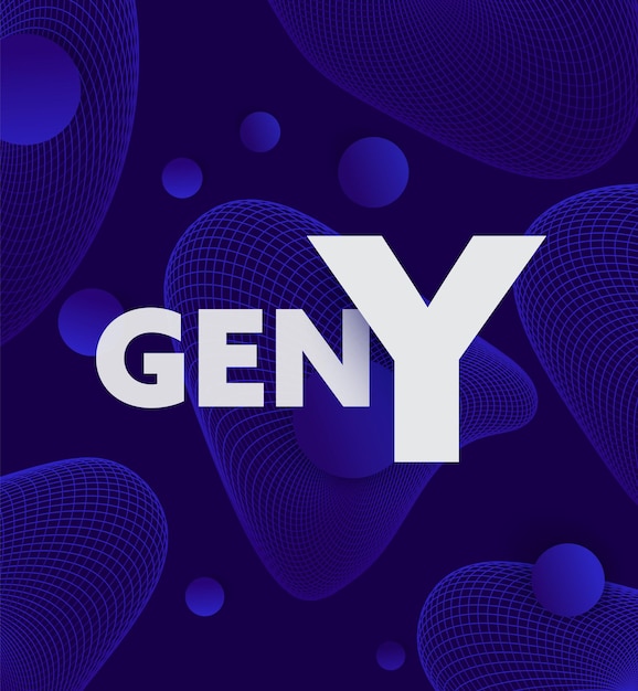 Diseño vectorial de la generación Y en fondo azul