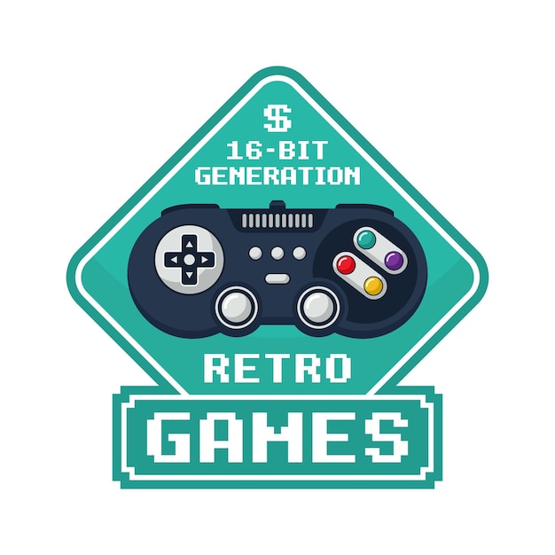 Diseño vectorial de generación de juegos retro de 16 bits