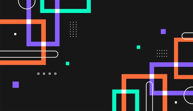 Diseño vectorial geométrico abstracto de colores neón con fondo negro