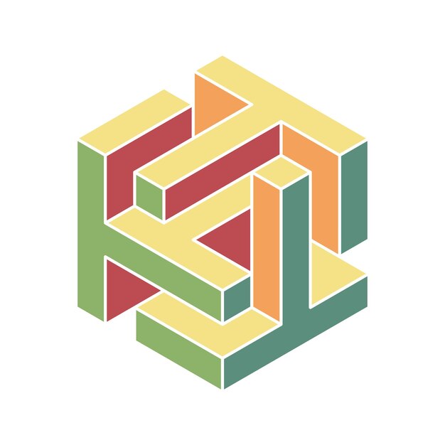 Diseño vectorial geométrico del logotipo del cubo El logotipo de la compañía es un emblema tecnológico de moda en estilo isométrico 3D