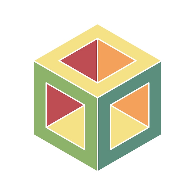 Vector diseño vectorial geométrico del logotipo del cubo el logotipo de la compañía es un emblema tecnológico de moda en estilo isométrico 3d