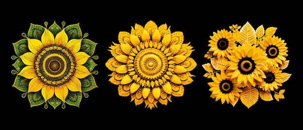 Diseño vectorial de girasol amarillo brillante para decoraciones