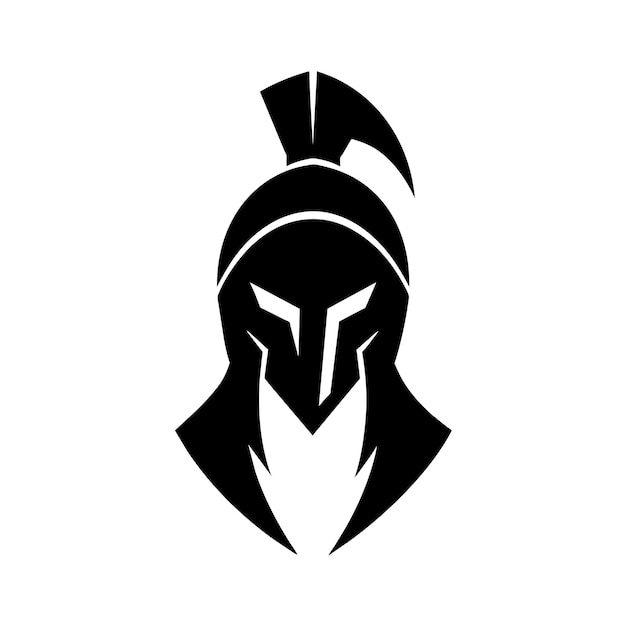 un diseño vectorial de gladiador espartano en color negro con un fondo blanco