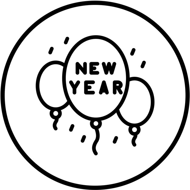 Diseño vectorial de globos de año nuevo Estilo de icono