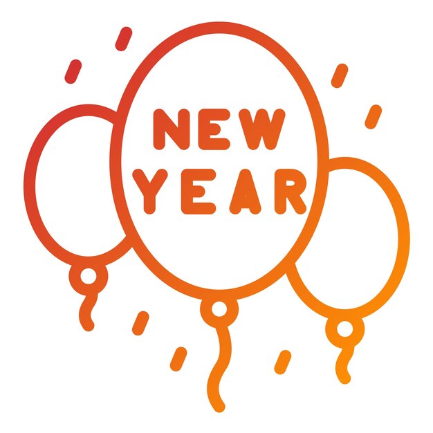 Diseño vectorial de globos de año nuevo Estilo de icono