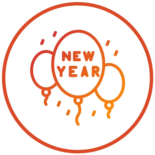 Diseño vectorial de globos de año nuevo Estilo de icono