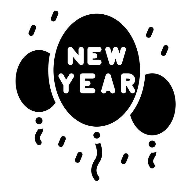 Diseño vectorial de globos de año nuevo Estilo de icono