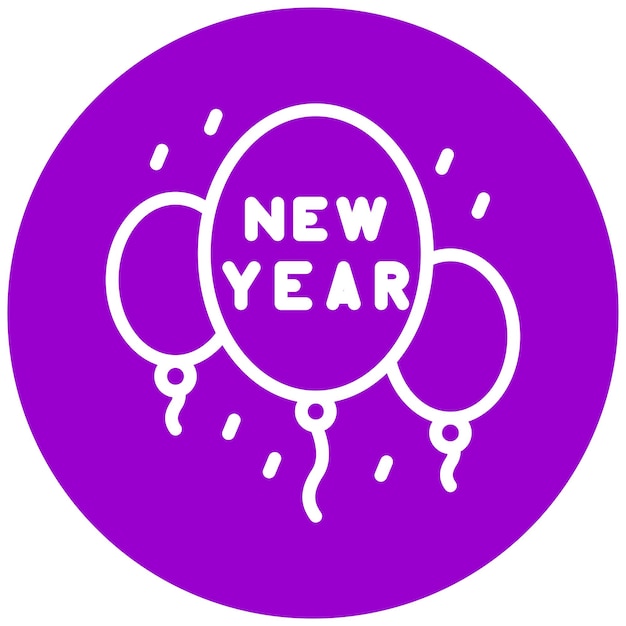 Diseño vectorial de globos de año nuevo Estilo de icono