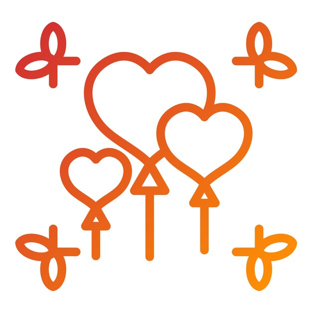 Diseño vectorial de globos de corazón Estilo del icono