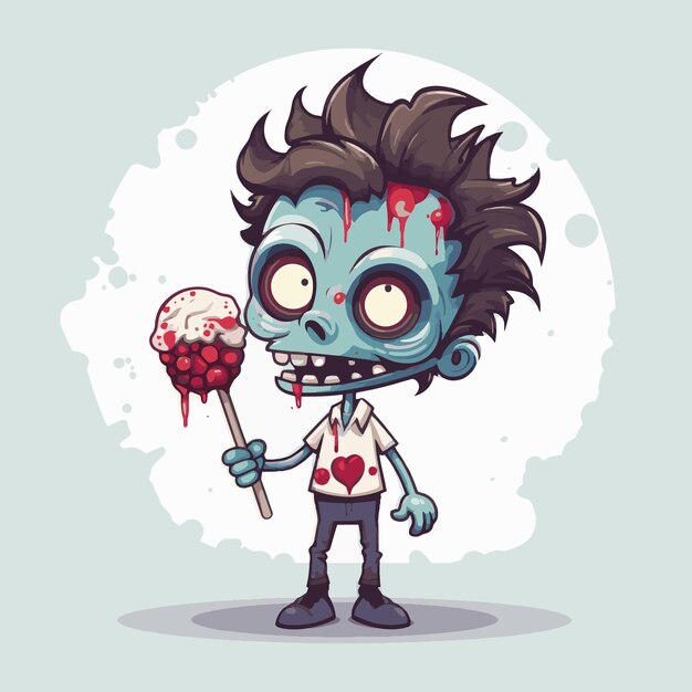 Vector diseño vectorial gracioso de zombie de cabello desordenado