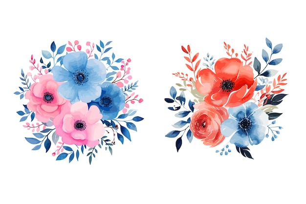 Diseño vectorial gráfico del ramo de rosas de acuarela