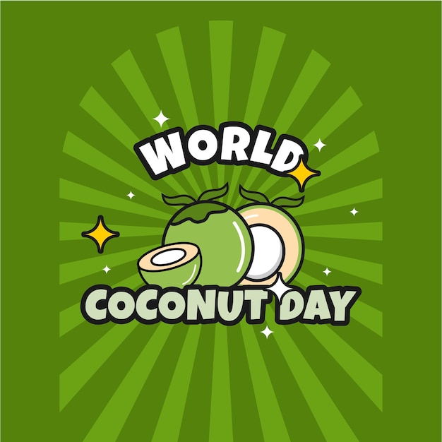 Diseño vectorial de Groovy para el Día Mundial del Coco