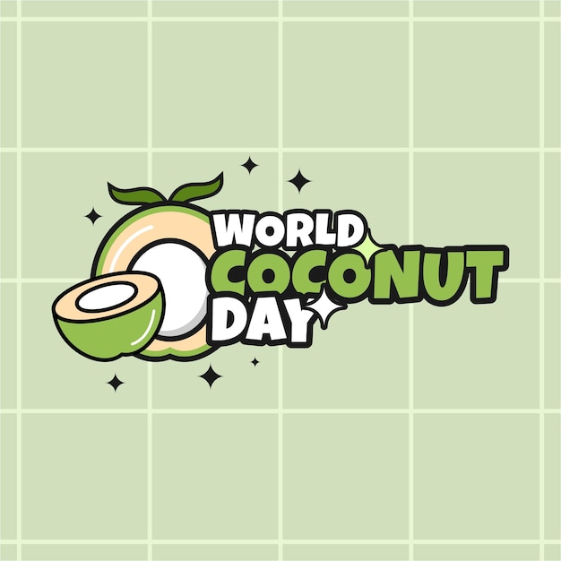 Diseño vectorial de Groovy para el Día Mundial del Coco