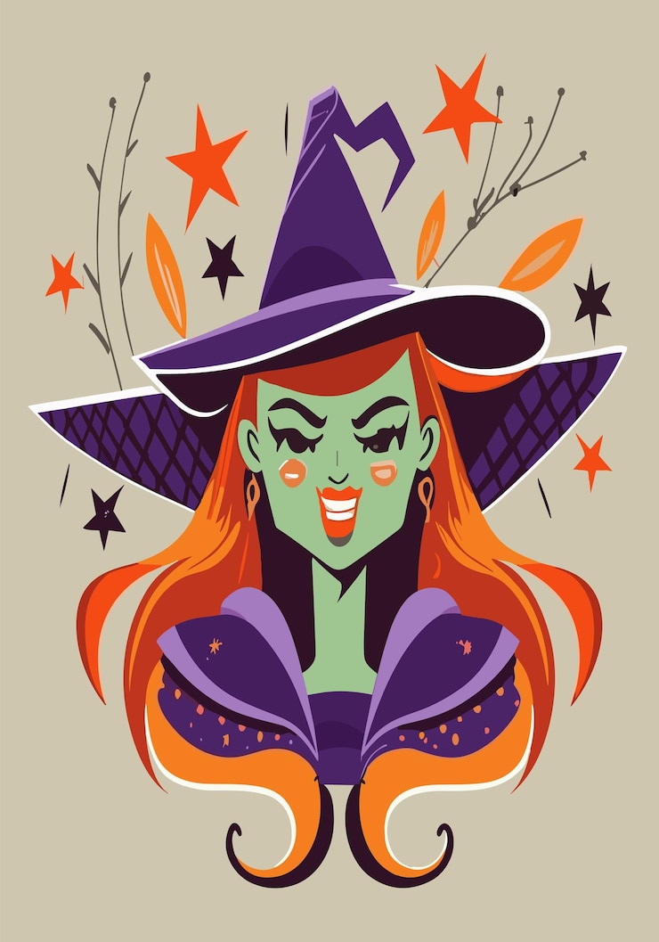 Vector el diseño vectorial de halloween wicked witch 2d
