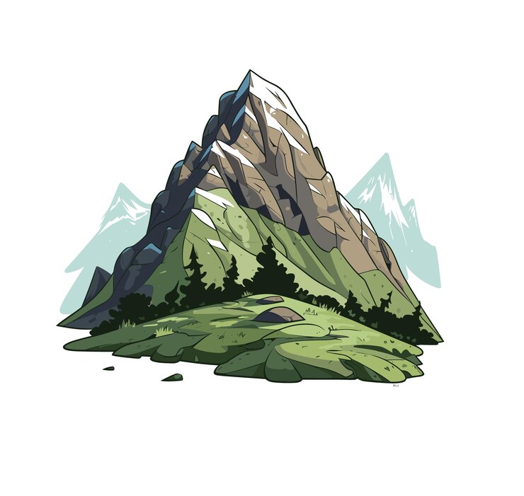 Diseño vectorial de hermosa montaña grande aislada sobre fondo blanco