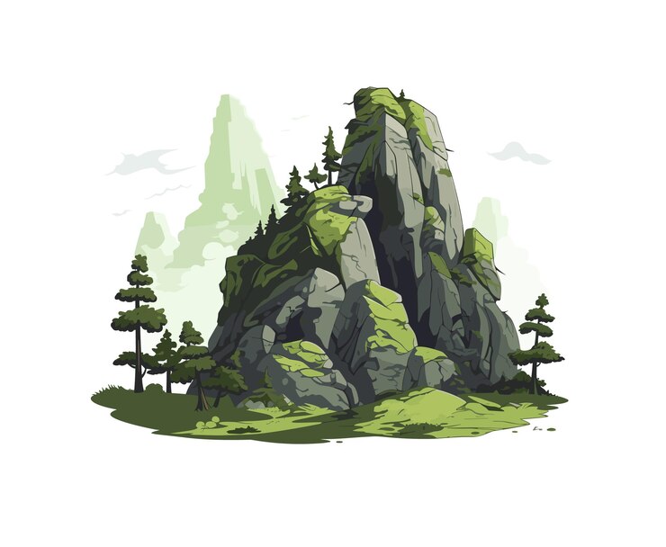 Diseño vectorial de hermosa montaña grande aislada sobre fondo blanco