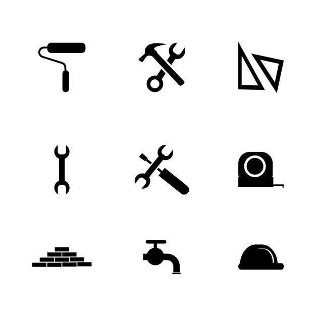 diseño vectorial herramientas de construcción iconos