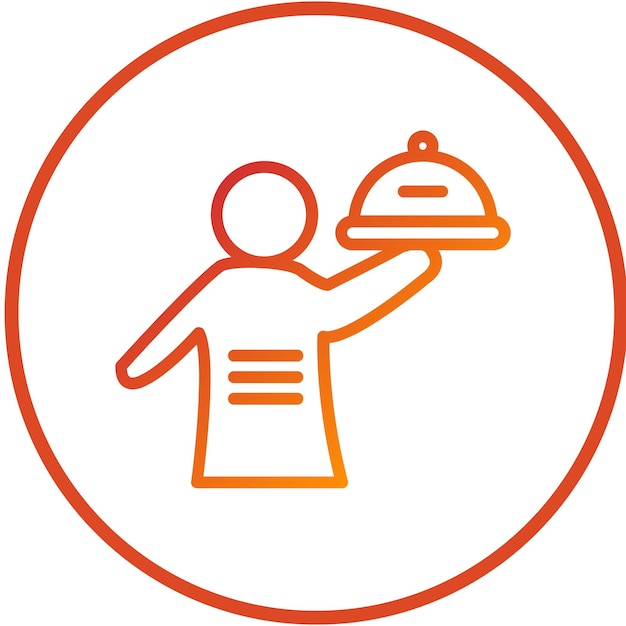 Diseño vectorial Hombre que sirve comida Estilo de icono