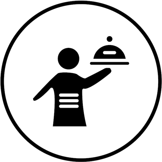 Diseño vectorial Hombre que sirve comida Estilo de icono